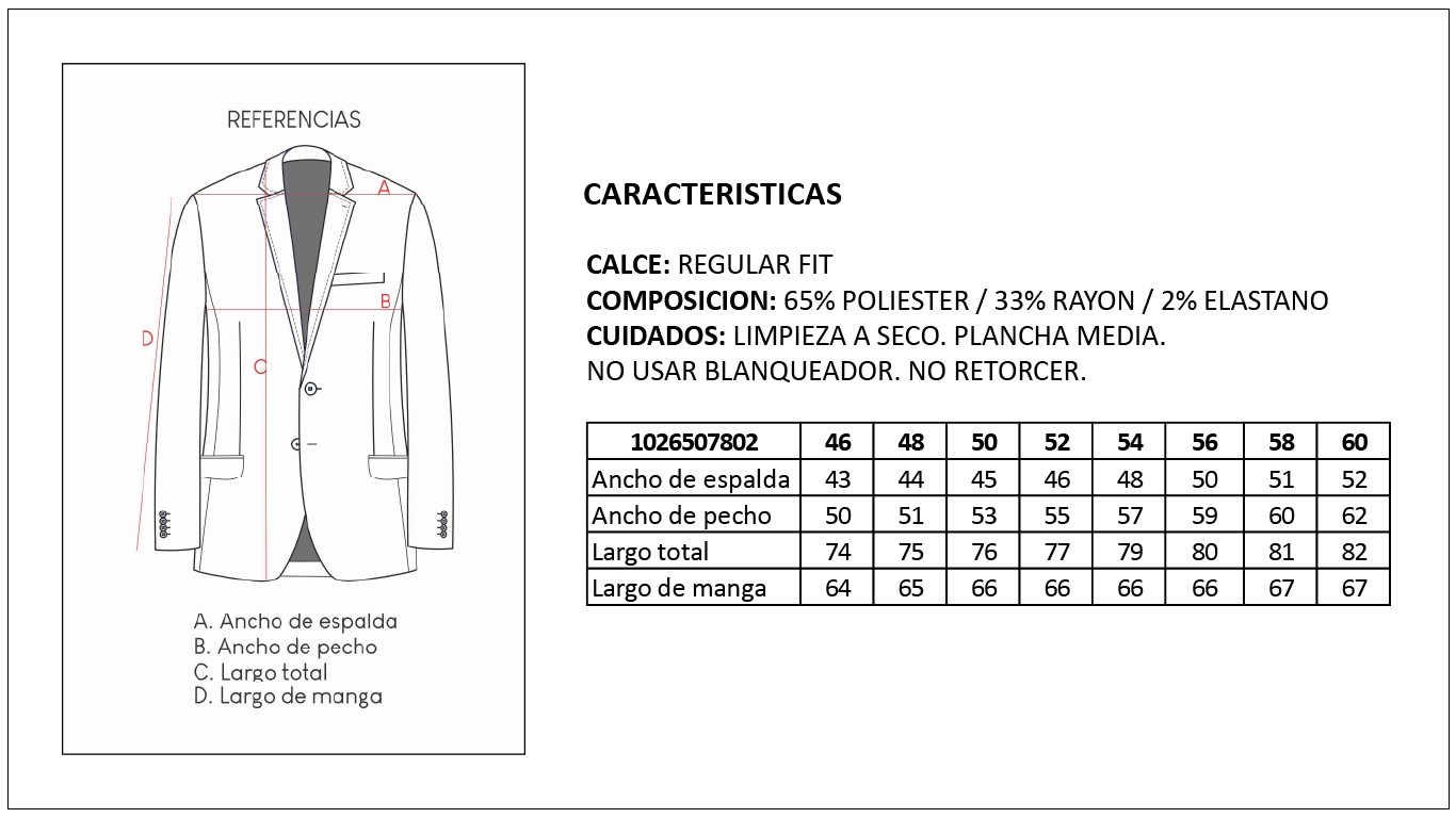 Tabla de Medidas Sacos Britches